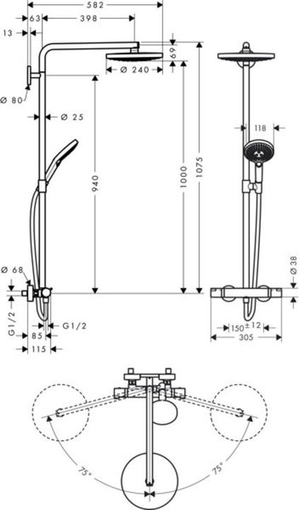 Produktbild hansgrohe Showerpipe RAINDANCE SELECT S 240 2jet