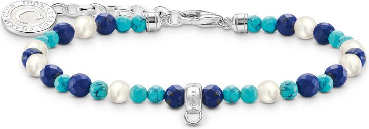 Produktbild Thomas Sabo Member Charm-Armband mit weissen Perlen und blauen Beads Silber (19 cm, Emaille, Silber 925)