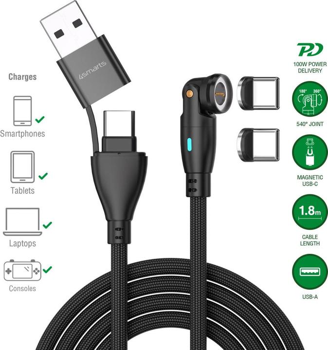 Produktbild 4smarts USB A – USB C (1.80 m, USB 2.0, 100 W)