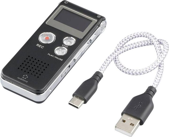 Actual product image Renkforce RF-DVR-L169 Digitales Diktiergerät Aufzeichnungsdauer (max.) 40 h Schw (8 GB)