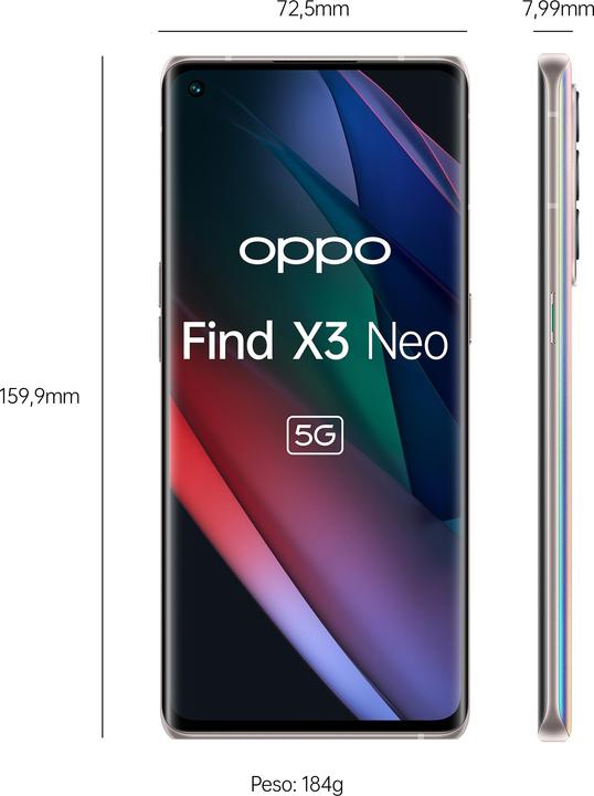 Produktbild OPPO Find X3 Neo (256 GB, Galactic Silver, 6.50", Dual SIM, 50 Mpx, 5G)