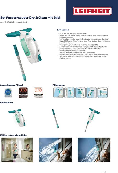 Actual product image Leifheit Window vacuum cleaner