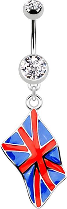 Actual product image Star Piercing Banane silber mit Anhänger Flagge Grossbritanien (without brass, Surgical steel 316L)