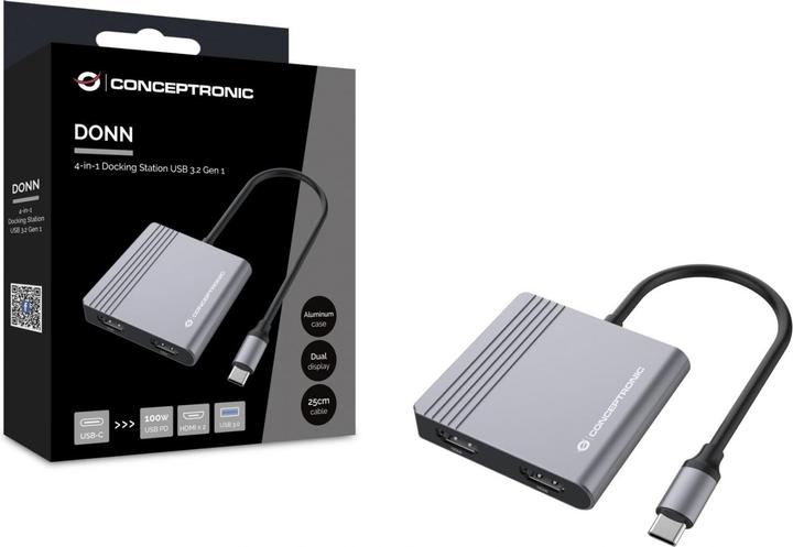 Image du produit Conceptronic 4-in-1 USB 3.2 Gen 1 Docking Station (USB-C, 4 Ports)