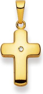 Immagine prodotto Natsumi Schmuck Ciondolo Croce in oro giallo 18K/750 lucidato con diamanti (Oro giallo 750/18 K Oro giallo)