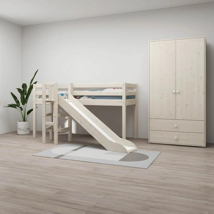 Image du produit Flexa Lit mi-hauteur Classic avec toboggan et plate-forme (90 x 200 cm)