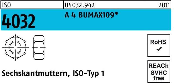Produktbild Bufab Sechskantmutter ISO 4032 M 8 A 4 BUMAX109 (M8)