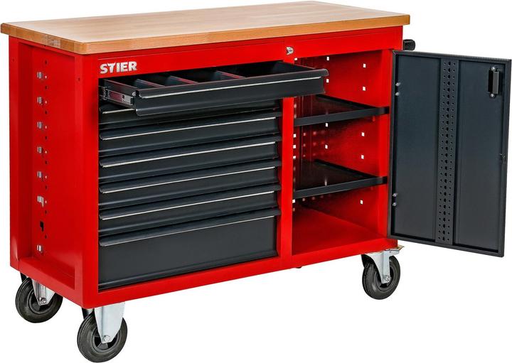 Image du produit Stier Etabli mobile à 7 tiroirs et 1 porte (112 cm, 112 cm)