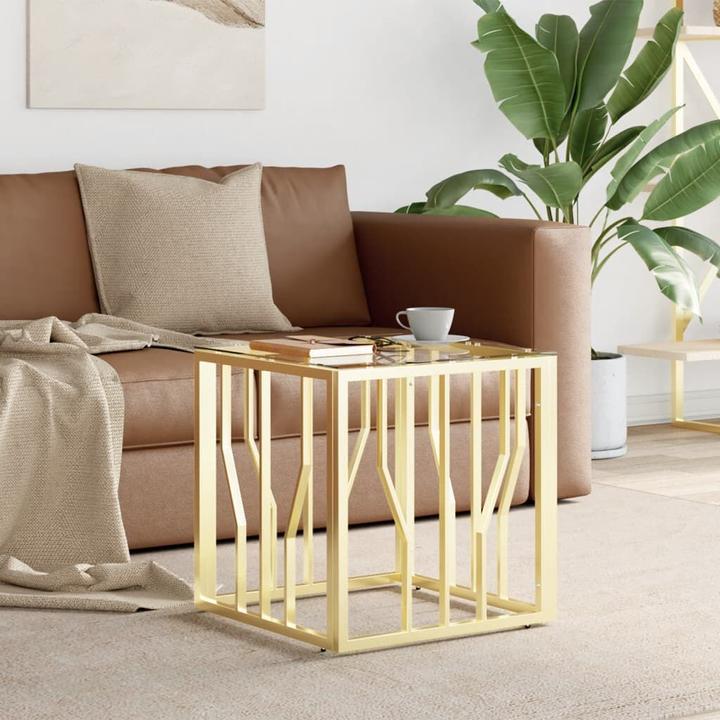 Produktbild VidaXL Couchtisch Golden 50x50x50 cm Edelstahl und Glas (50 x 50 x 50 cm)