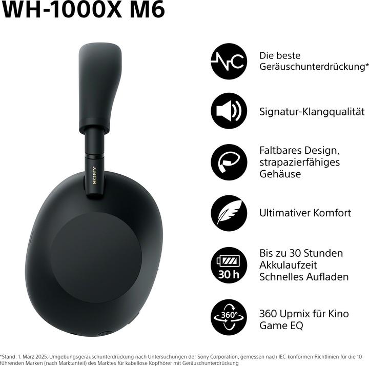 Image du produit Sony WH-1000XM6 (30 h, Sans fil, Filaire)