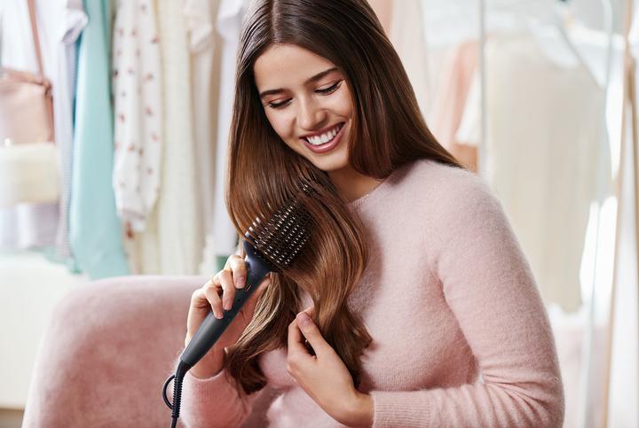 Actual product image Philips Hair Straitghtener BHH885/00 Ceramic heating system, Number of temperature settings 3, Ionic functio (Hair straightening brushes)