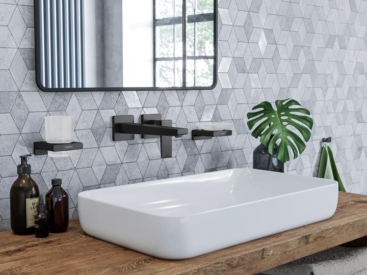Produktbild hansgrohe HG Glashalter AddStoris Wandmontage brushed black