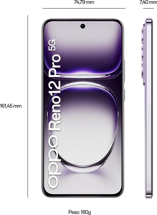 Immagine prodotto OPPO Reno12 Pro (512 GB, Nebula Argento, 6.70", Doppia SIM, 50 Mpx, 5G)