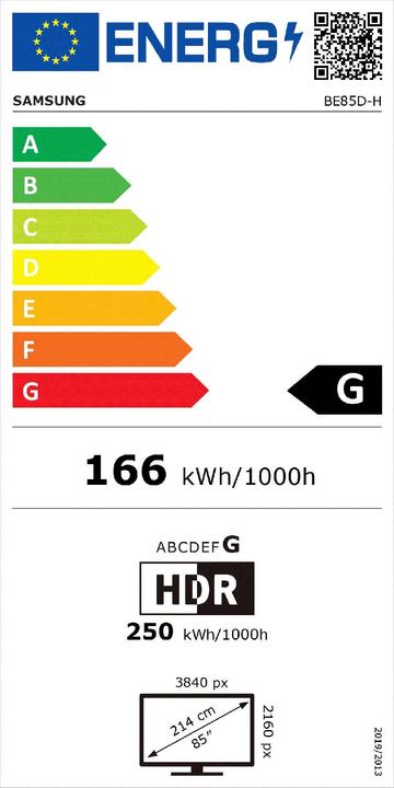 Etichetta energetica Samsung BE85D-H 85IN BIZ TV (85", LCD, 4K)