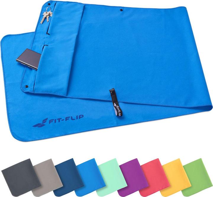 Immagine prodotto Fit-Flip Fitnesshandtuch Mikrofaser mit Reissverschlusstasche 130x48cm (130 x 48 cm)