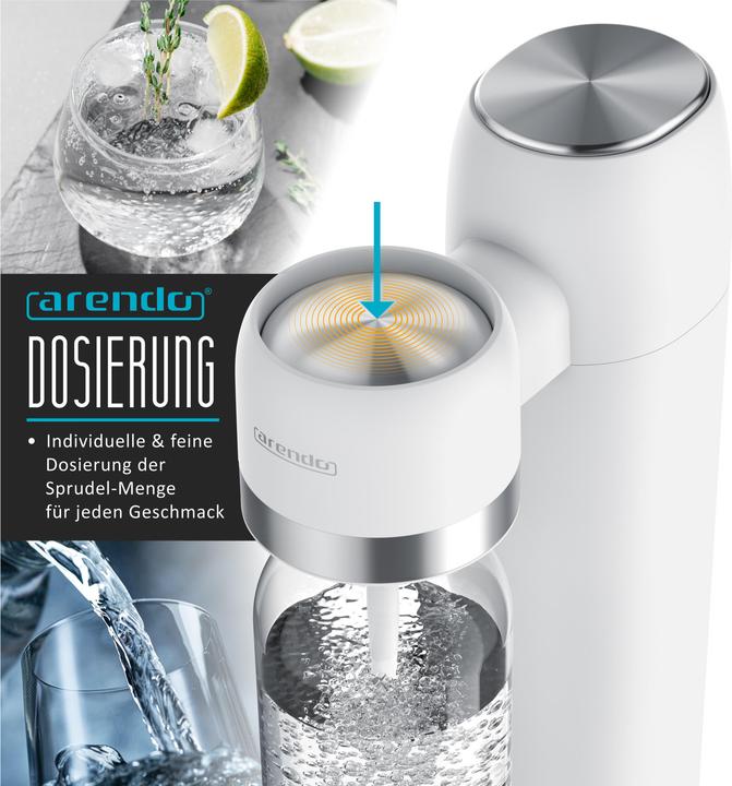 Produktbild Arendo Wassersprudler Soda Streamer + 3x 1000ml Flasche, Soda Maker mit Wasserflaschen für 60l CO2 Zylinder