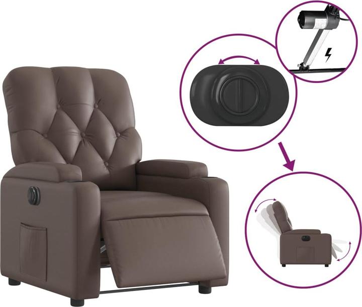 Produktbild VidaXL Relaxsessel Fernsehsessel Liegesessel Sessel Elektrisch Braun Kunstleder