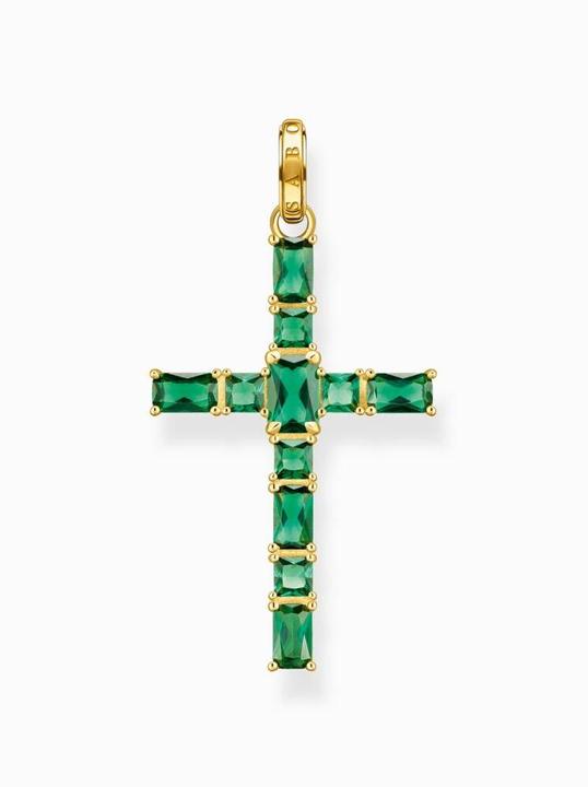 Image du produit Thomas Sabo Pendentif croix pierres vertes or (Argent 925)
