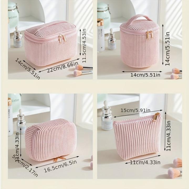Produktbild Only-Bags.Store Eleganter Cord-Kosmetikkoffer 4er-Set, schicke Makeup-Organizer-Taschen mit Polyester-Futter