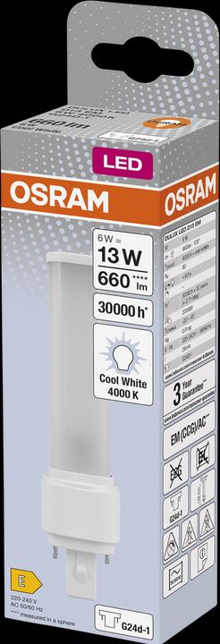 Produktbild Osram Dulux D (G24d-1, 6 W, 660 lm, 1 x, E)