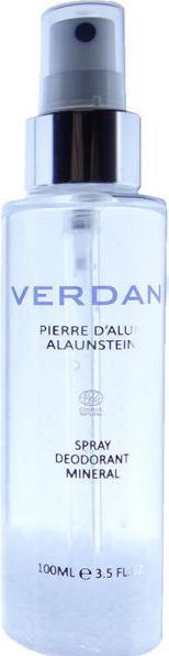Verdan Pierre d'alun Spray déodorant minéral 99% d'origine naturelle Ecocert Swiss made (Spray, 100 ml)