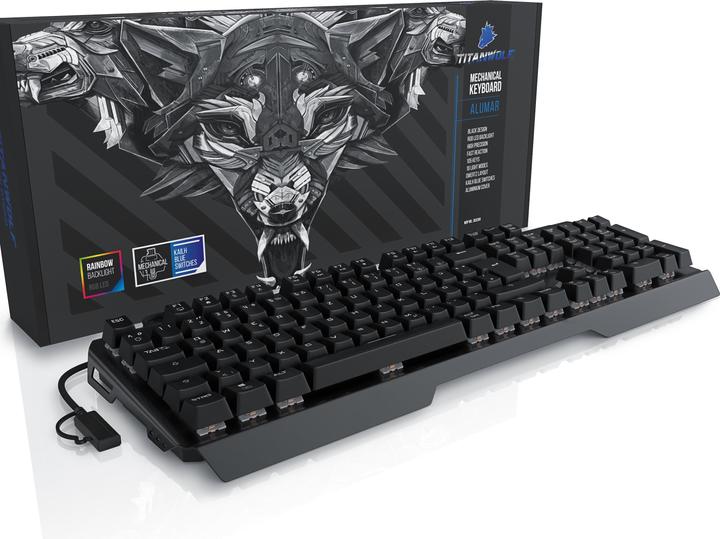 Produktbild Titanwolf Gaming Tastatur, mechanisches Keyboard, Anti-Ghosting, Kailh Blue, LED-Beleuchtung (DE, Kabelgebunden)