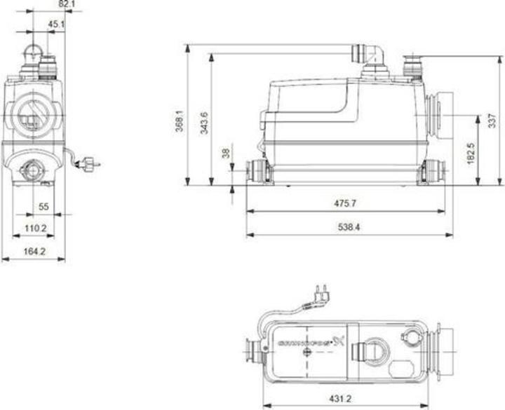 Actual product image Grundfos Basic lifting unit SOLOLIFT2 CWC-3 0.62 kW, 230-240 V/50 Hz 495x164x368mm