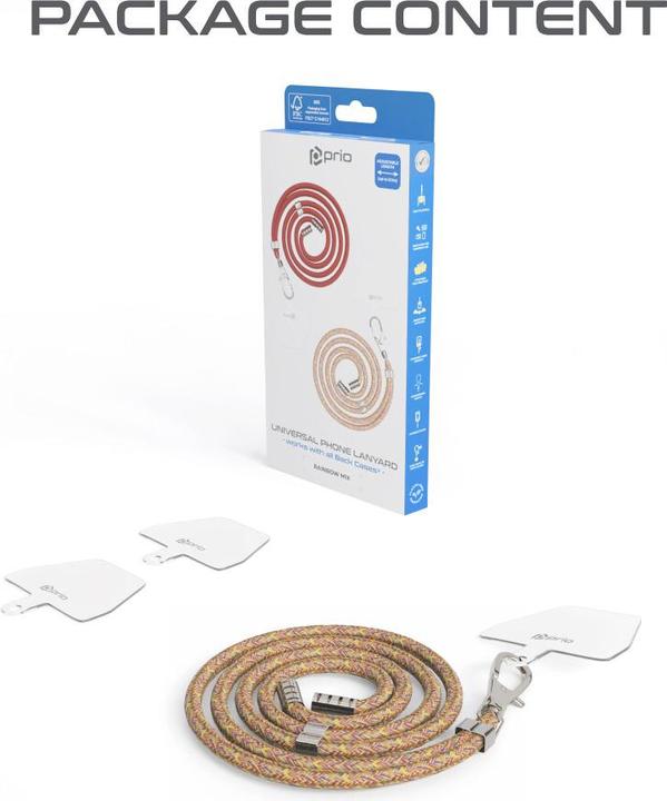 Produktbild prio Universelles Handy-Umhängeband 0.7m Regenbogen-Mix