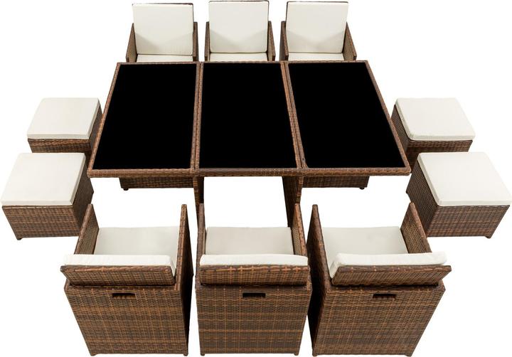 Produktbild tectake Rattan Sitzgruppe New York 6+4+1 mit Schutzhülle (178 cm)