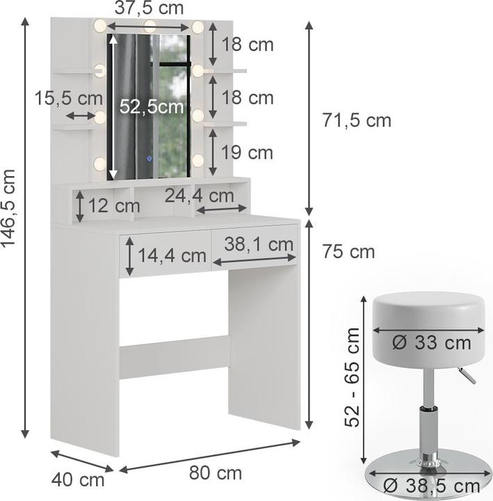Actual product image Vicco Taylor (80 x 40 x 146.5 cm)