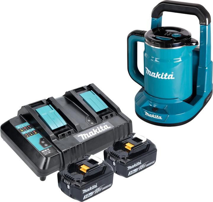 Produktbild Makita DKT 360 CF2 Akku Wasserkocher 36 V ( 2x 18 V ) 0,8 L + 2x Akku 3,0 Ah + Doppelladegerät (0.80 l)