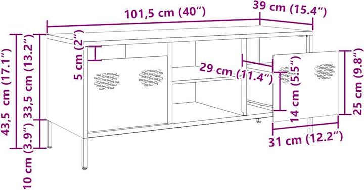 Immagine prodotto VidaXL Mobile TV Tavolo TV Mobile TV Lavagna TV Mobili TV Acciaio Rosa