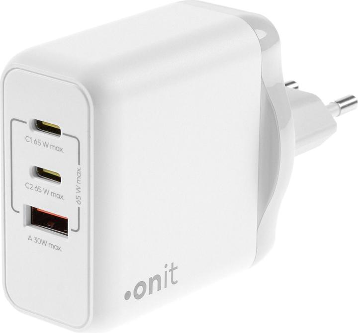 Onit USB-Wandladegerät Triple 2C1A 65 W GaN Weiss (65 W)