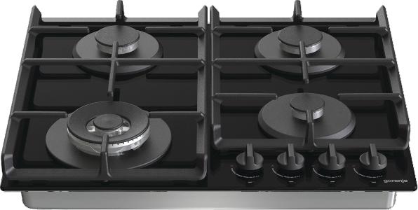 Image du produit Gorenje Hob GTW641EB Gas on glass, Number of burners/cooking zones 4, Mechanical, Juodas