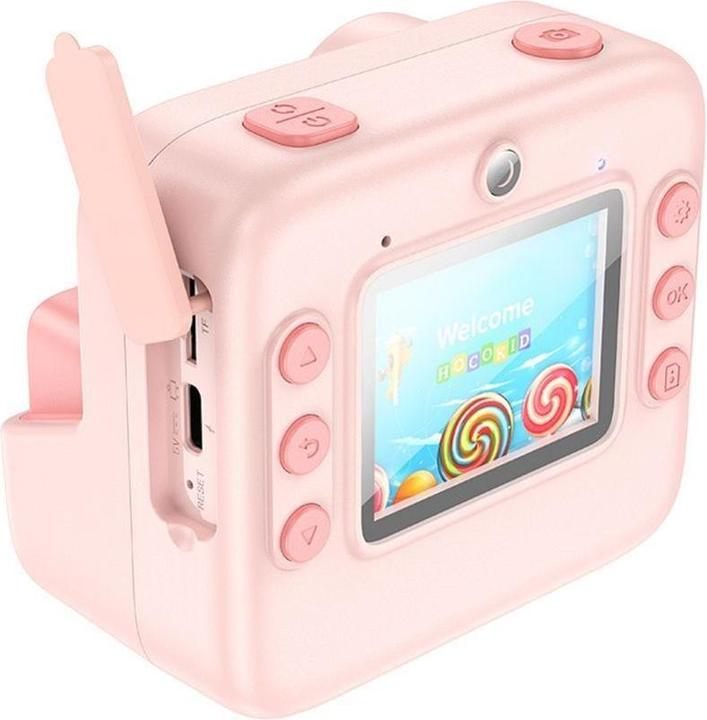 Hoco Headphone with microphone digital kids camera with printer DV200 pink