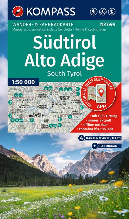 Produktbild Wanderkarten-Set 699 Südtirol / Alto Adige / South Tyrol (4 Karten) 1:50.000