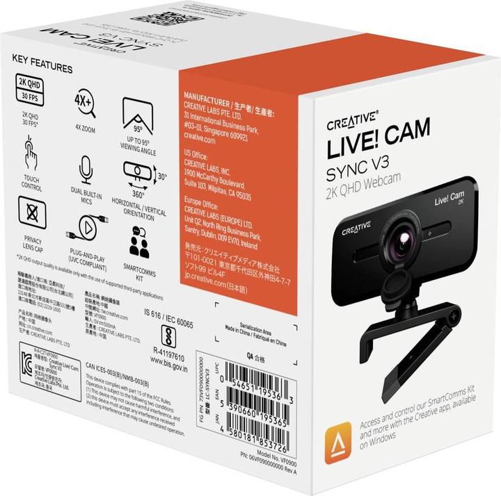 Produktbild Creative LiveCam Sync 2K V3, QHD-Webcam (3.60 Mpx)