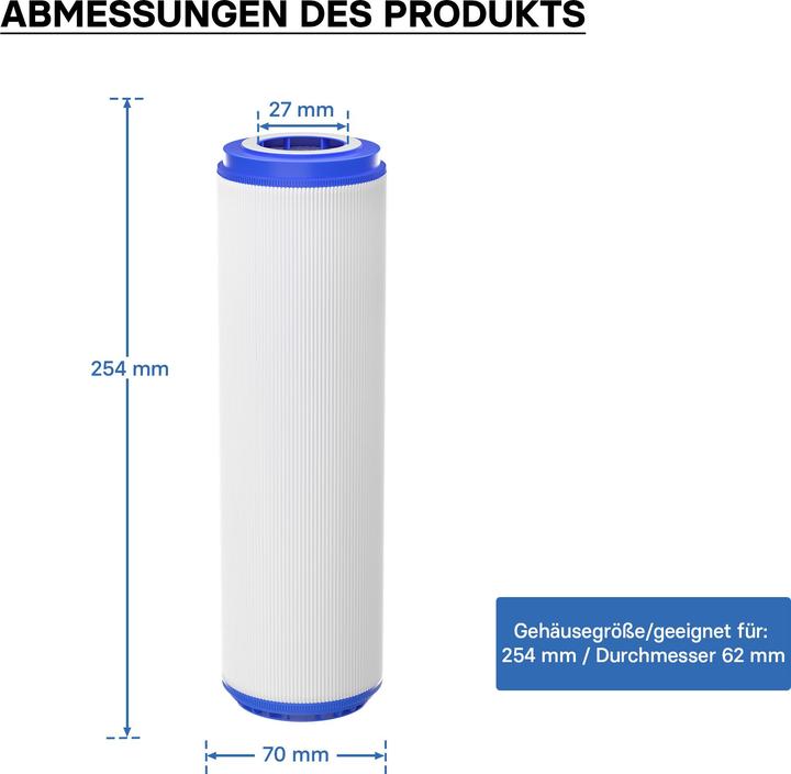 Produktbild Naturewater UDF-10A Aktivkohle Granulat 10" 254mm Wasserfilter Umkehrosmose