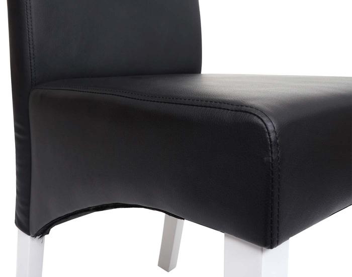 Image du produit Swisshandel24 2x Chaise de salle à manger Chaise M37 - Cuir, noir, pieds blancs