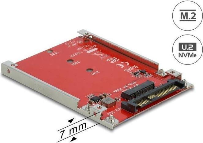Produktbild Delock Konverter U.2 Mini SAS HD SFF-8639 > M.2 Key M PCIe mit 2.5" Rahmen 7 mm
