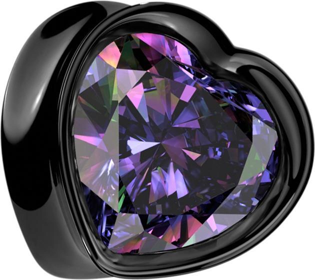 Immagine prodotto Star Piercing Plug svasato a cuore nero con grande cristallo multicolore (Acciaio chirurgico 316L, senza ottone)