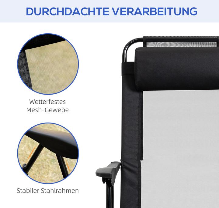 Produktbild Outsunny Klappstuhl Set mit Nackenkissen und verstellbarer Rückenlehne