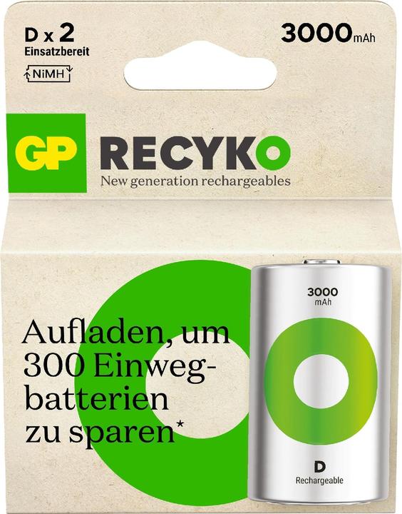 Actual product image GP Batteries Rechargeable batteries others (2 pcs., D, 3000 mAh)