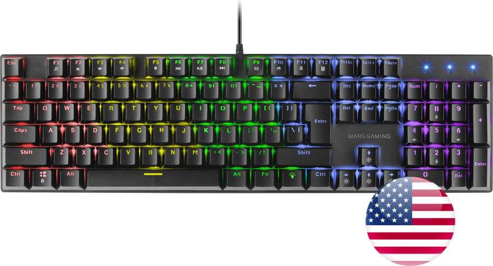 Actual product image Mars Gaming MK422 Black RGB Gaming Keyboard Brown Mechanical Switch US Language (US, Cable)