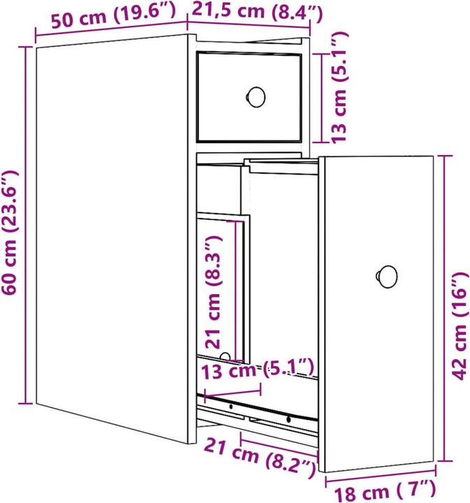 Produktbild VidaXL Badschrank Schmal mit Rollen -Optik