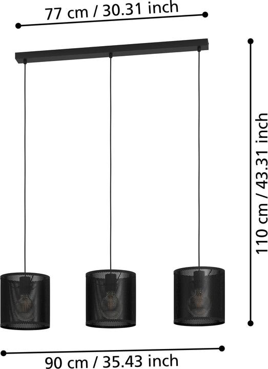 Image du produit EGLO 43796 MANBY E27 Suspension triple 900x200mm Noir (E27)