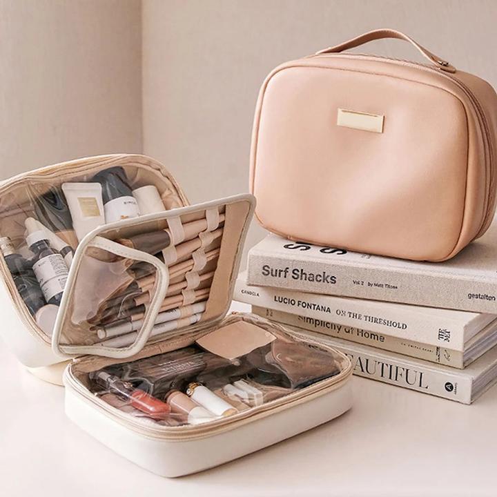 Produktbild Only-Bags.Store Mehrschichtige quadratische Kosmetiktasche Wasserdichtes PU Reise Makeup Etui