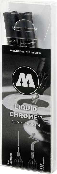 Actual product image Molotow Liquid Chrome Marker Calligraphy Set (bullet tip 1.0mm and calligraphy tip 3.0mm, special tip) (Black, 3 mm, 2 x)