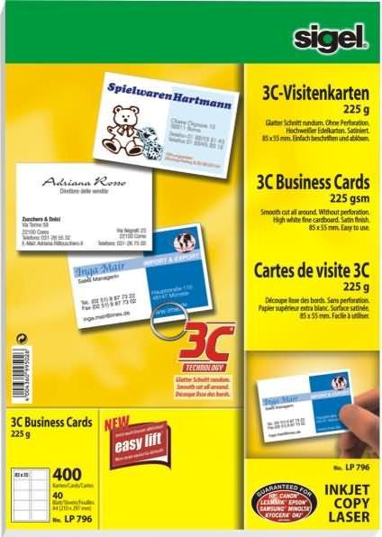 Actual product image Sigel Business cards 3C (225 g/m², 400 x, A4)