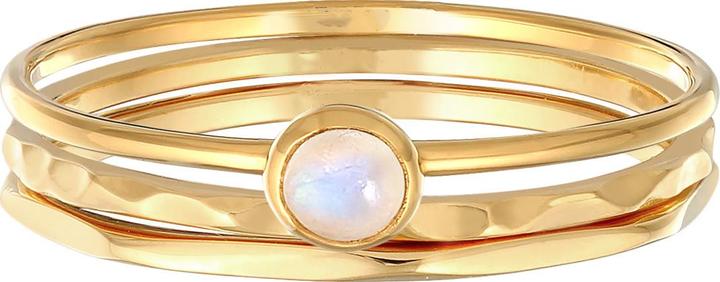 Immagine prodotto Elli PREMIUM Anello Solitario Pietra di Luna 3 pezzi Set di anelli 375 Oro Giallo (54, 375/9 K)